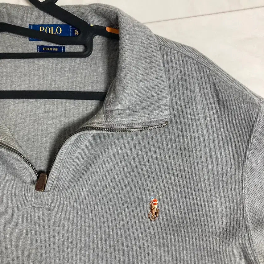 [BUNJANG] Polo Ralph Lauren Half-Zip Sweatshirt Charcoal Gray XL / 폴로 랄프로렌 하프집업 맨투맨 회색 차콜색 XL