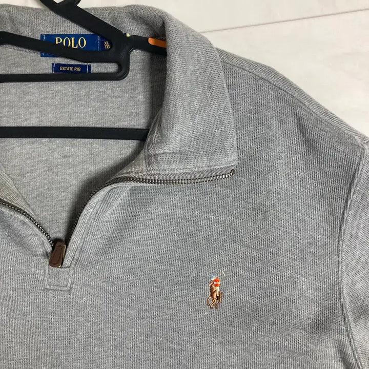 [BUNJANG] Polo Ralph Lauren Half-Zip Sweatshirt Charcoal Gray XL / 폴로 랄프로렌 하프집업 맨투맨 회색 차콜색 XL