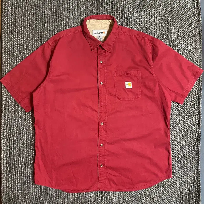 [SOLD OUT] 칼하트 레드 코튼 반팔 셔츠 XL TALL