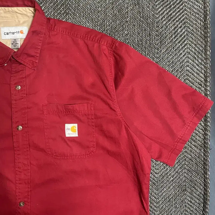 [SOLD OUT] 칼하트 레드 코튼 반팔 셔츠 XL TALL