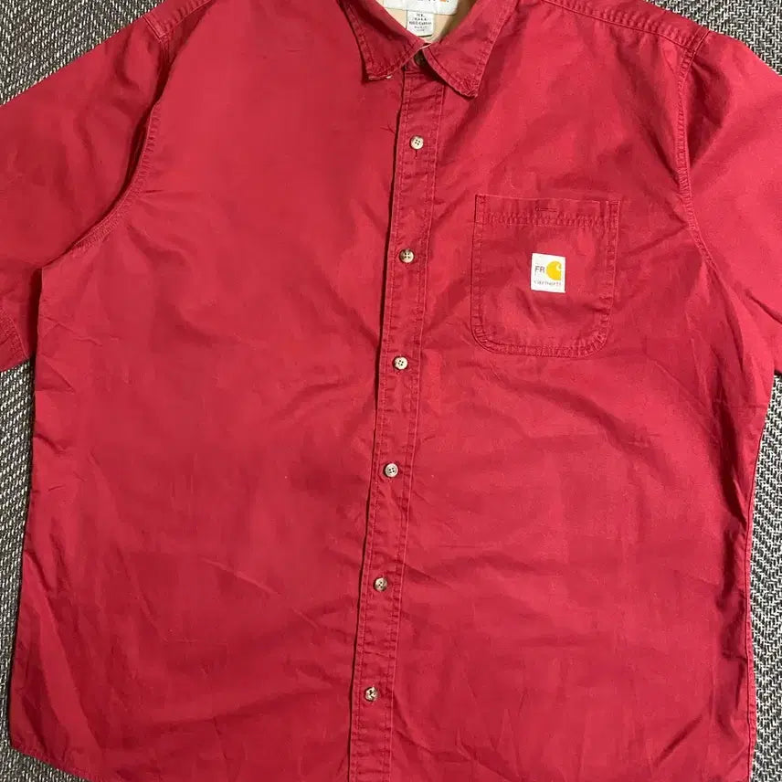 [SOLD OUT] 칼하트 레드 코튼 반팔 셔츠 XL TALL
