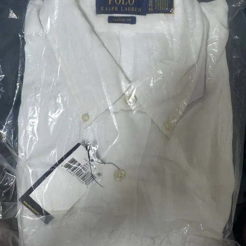 [BUNJANG] Polo Linen Shirt White Classic Fit (XL) / 폴로 린넨셔츠 화이트 클래식핏(XL,새상품)