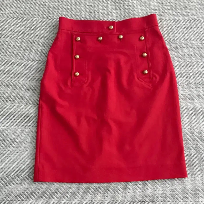 [BUNJANG] Lucky Chouette Red Skirt &amp; Pink Cable Knit Cardigan Set / 럭키슈에뜨 레드 스커트+ 예쁜 핑크색 케이블 니트 가디건 세트