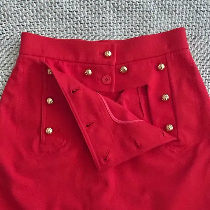 [BUNJANG] Lucky Chouette Red Skirt &amp; Pink Cable Knit Cardigan Set / 럭키슈에뜨 레드 스커트+ 예쁜 핑크색 케이블 니트 가디건 세트