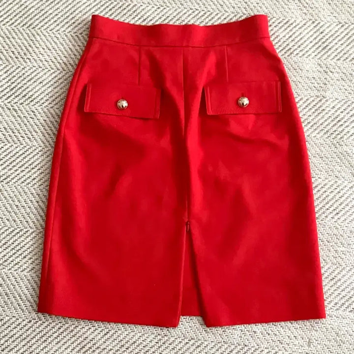 [BUNJANG] Lucky Chouette Red Skirt &amp; Pink Cable Knit Cardigan Set / 럭키슈에뜨 레드 스커트+ 예쁜 핑크색 케이블 니트 가디건 세트