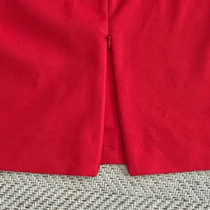 [BUNJANG] Lucky Chouette Red Skirt &amp; Pink Cable Knit Cardigan Set / 럭키슈에뜨 레드 스커트+ 예쁜 핑크색 케이블 니트 가디건 세트