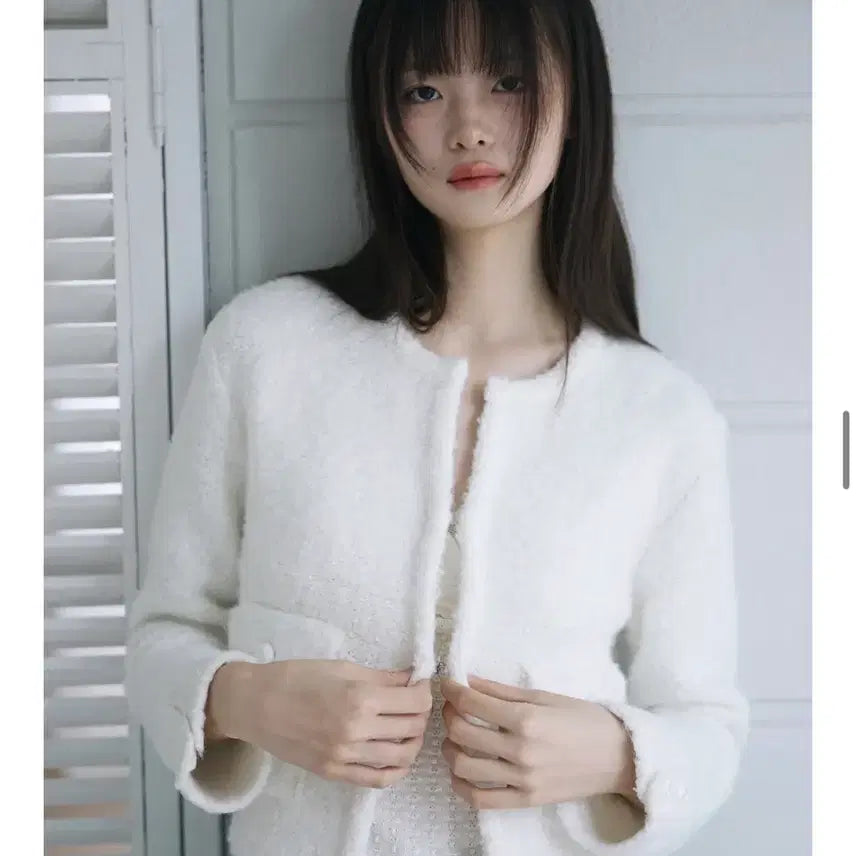 [BUNJANG] Yoonsul Tweed Cardigan Jacket (Pearl) / 윤슬 tweed cardigan jacket (pearl) 새상품