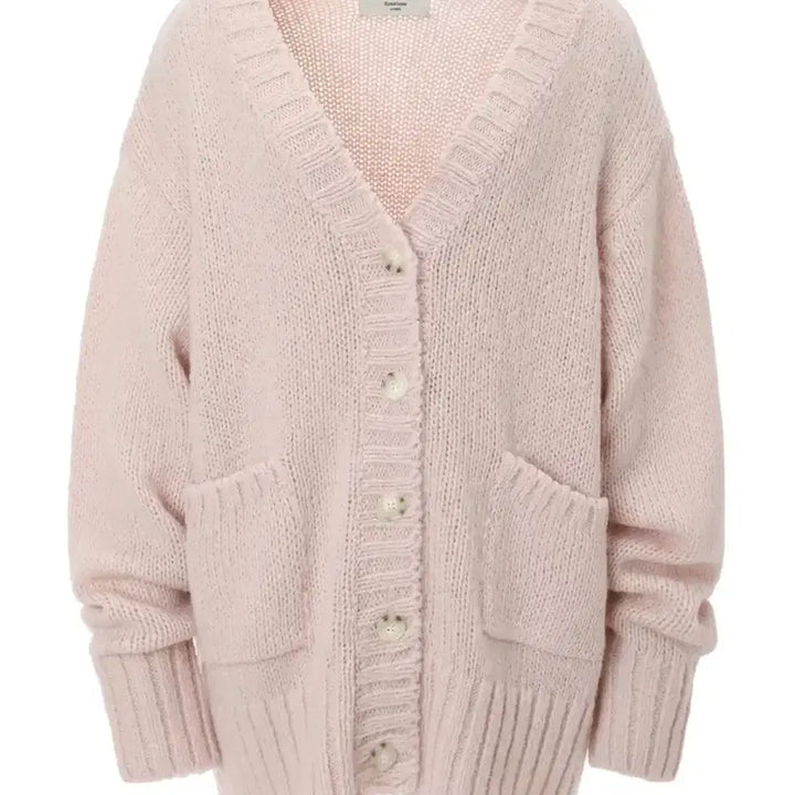 [BUNJANG] 3 Times Loose Peanut Cardigan Pink / 쓰리타임즈 루즈 피넛 가디건 핑크