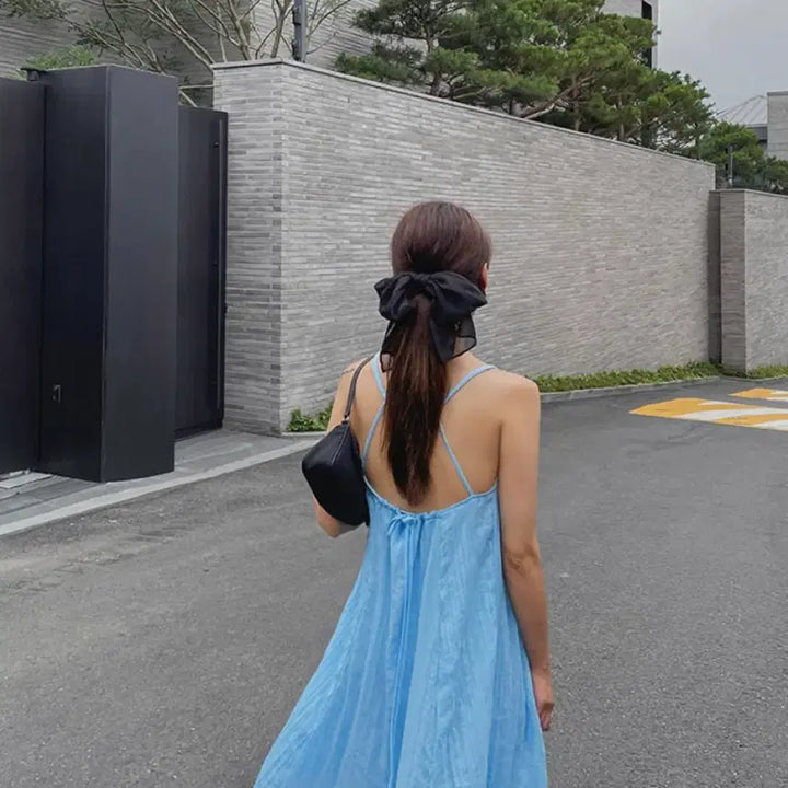 [BUNJANG] Sky Blue Long Cami Dress / 끈나시 롱 원피스 스카이블루 free