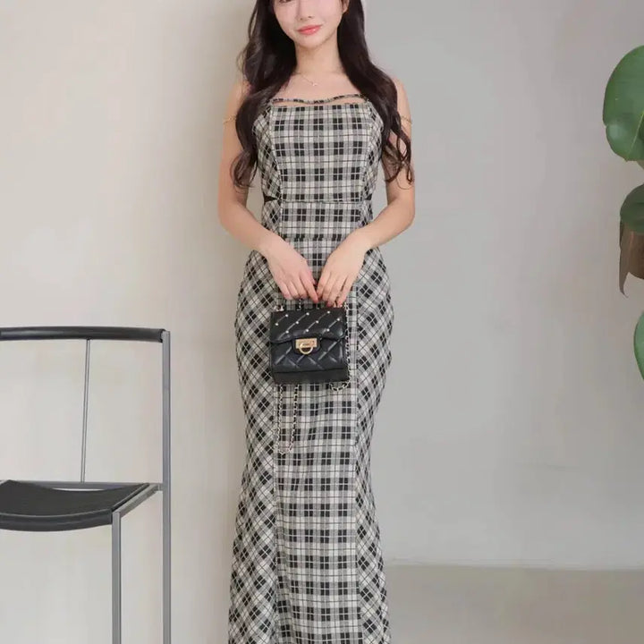 [BUNJANG] Lipservice Check Long Dress / lipservice 립서비스 체크 롱원피스 스나계 일브