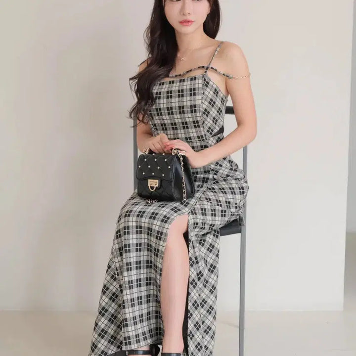 [BUNJANG] Lipservice Check Long Dress / lipservice 립서비스 체크 롱원피스 스나계 일브