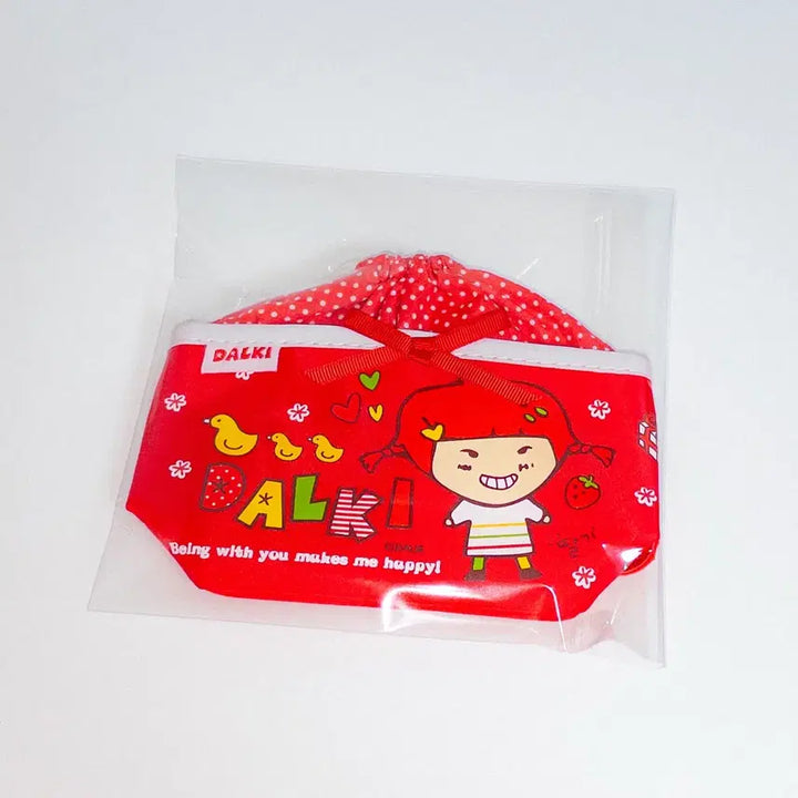 [BUNJANG] Ddalgi-ga Joa Drawstring Pouch / 무배) 고전문구 딸기가 좋아 조리개 파우치