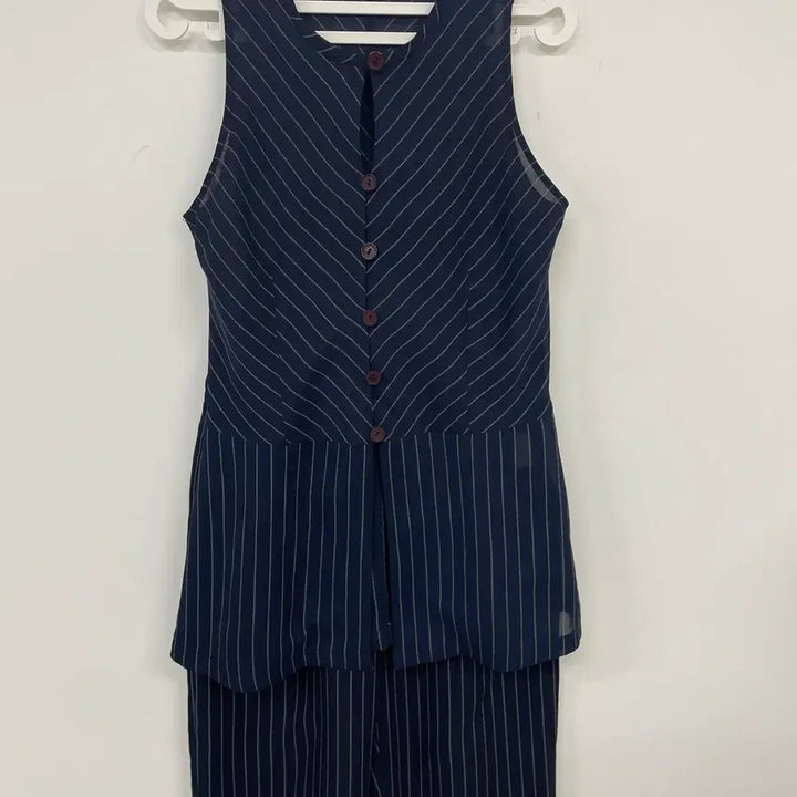 [BUNJANG] Joinus Striped Suit Set (Blouse/Slacks) / 조이너스 스트라이프 정장 세트 (블라우스/슬랙스)