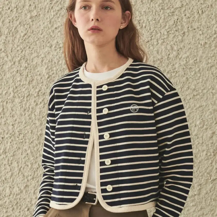 [BUNJANG] Ronron Tweed Sweat Cardigan Navy / 새상품 론론 트위드 스웨트 가디건 네이비