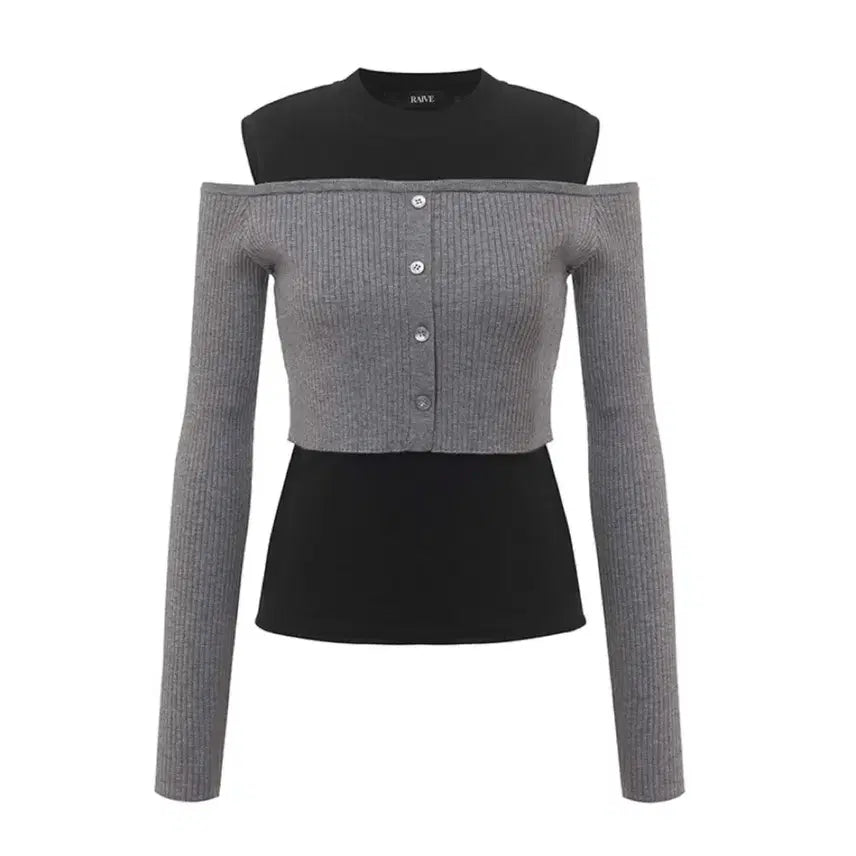 [BUNJANG] Rave Joy Karina Off-Shoulder Long Sleeve Top / (새상품) 레이브 여성 오프숄더 긴팔티셔츠 숄더컷아웃니트 S 조이카리나