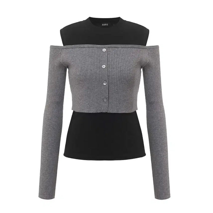 [BUNJANG] Rave Joy Karina Off-Shoulder Long Sleeve Top / (새상품) 레이브 여성 오프숄더 긴팔티셔츠 숄더컷아웃니트 S 조이카리나