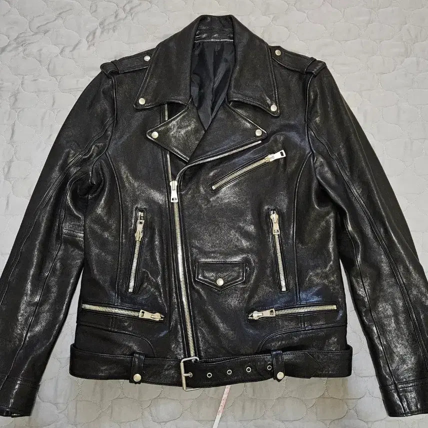 [BUNJANG] Italy Lambskin Leather Rider Jacket Black 100 Size / 이태리 램스킨 가죽 라이더 자켓 블랙 ITALY 양가죽 제품 100사이즈