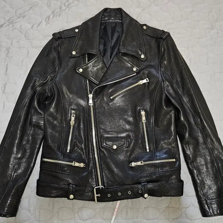 [BUNJANG] Italy Lambskin Leather Rider Jacket Black 100 Size / 이태리 램스킨 가죽 라이더 자켓 블랙 ITALY 양가죽 제품 100사이즈