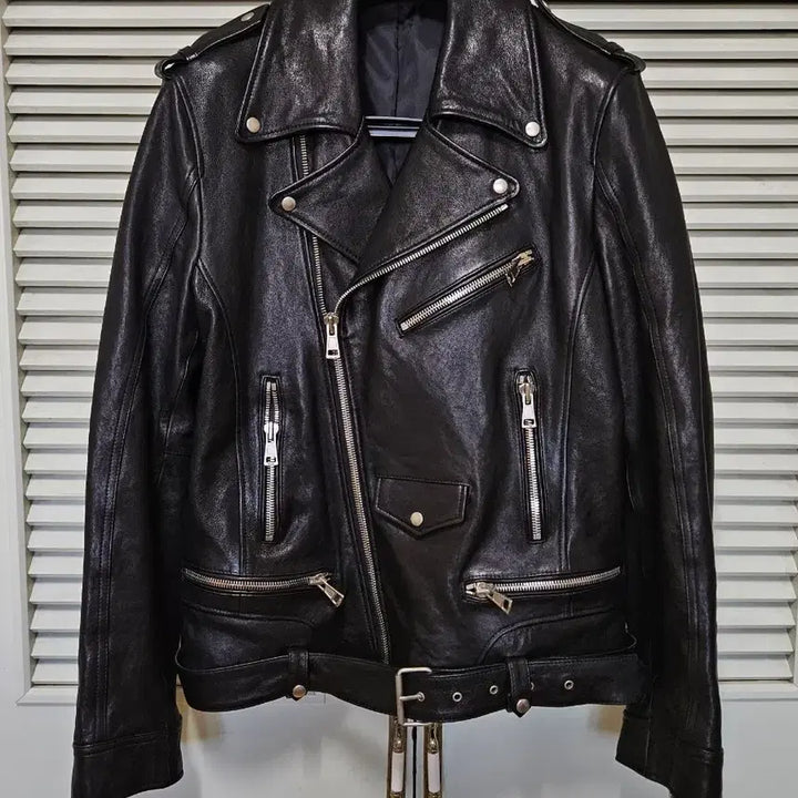 [BUNJANG] Italy Lambskin Leather Rider Jacket Black 100 Size / 이태리 램스킨 가죽 라이더 자켓 블랙 ITALY 양가죽 제품 100사이즈