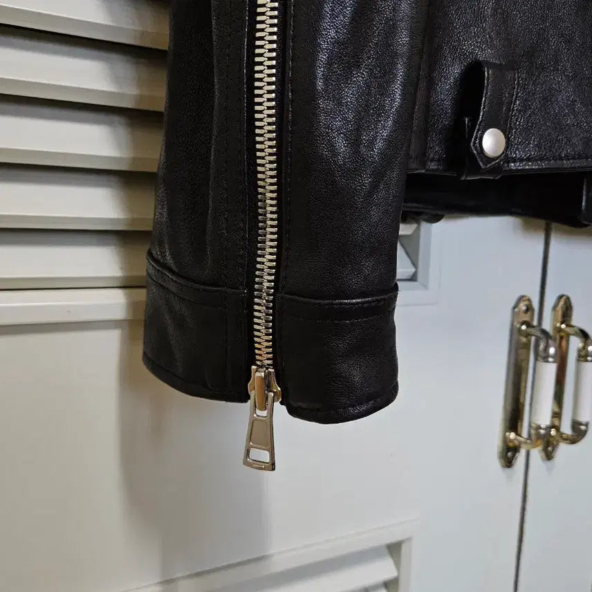 [BUNJANG] Italy Lambskin Leather Rider Jacket Black 100 Size / 이태리 램스킨 가죽 라이더 자켓 블랙 ITALY 양가죽 제품 100사이즈