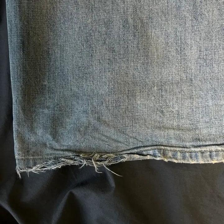 [BUNJANG] Knowun Distressed Wide Denim Pants / 노운 디스트로이드 와이드 데님(0)