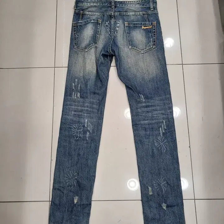 [BUNJANG] Vintage Biker Jeans / 슬림30사이즈 바이커느낌 청바지 지퍼장식 워싱 중고 빈티지 헤짐