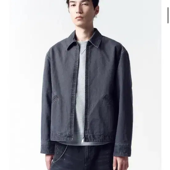 [BUNJANG] In Silence Duck Cotton Work Jacket - Faded Gray (XL) / 인사일런스 덕 코튼 워크 자켓 페이드 그레이 XL