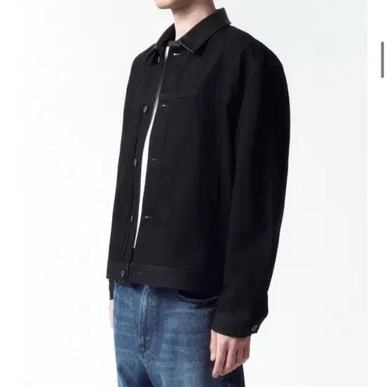 [BUNJANG] In Silence Lambskin Collar Denim Jacket Black XL / 인사일런스 램스킨 칼라 데님 자켓 블랙 XL