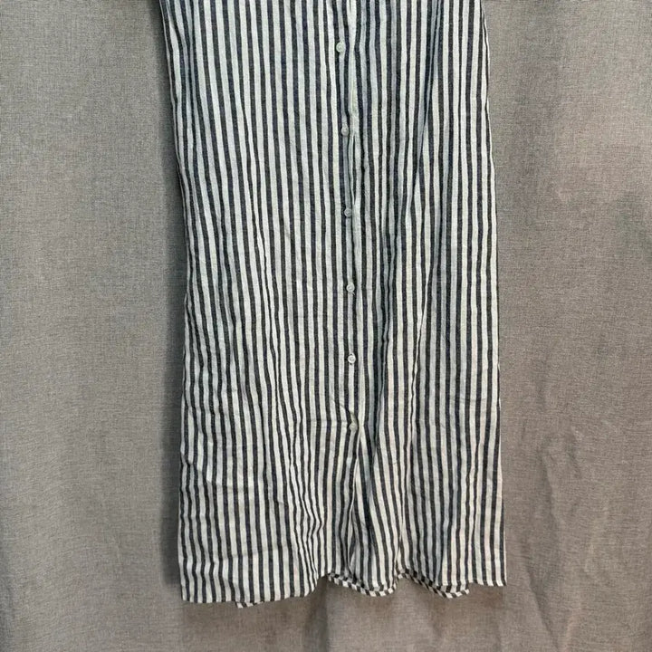[BUNJANG] D.AMBER Striped Linen Blend Long Dress Size 66 / [66] D.AMBER 스트라이프 린넨 아사면 반팔 롱 원피스