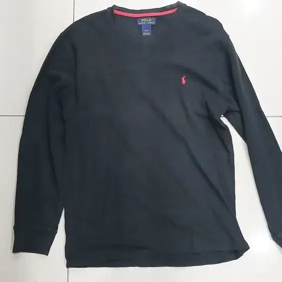 [BUNJANG] Polo Ralph Lauren Black Waffle Long Sleeve T-shirt / 폴로 랄프로렌  L사이즈 검정색 와플 긴팔티셔츠 중고 등부분 오염있어요