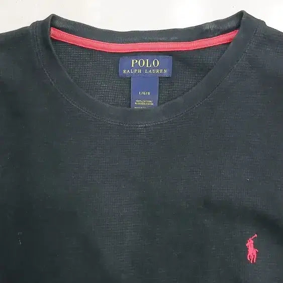 [BUNJANG] Polo Ralph Lauren Black Waffle Long Sleeve T-shirt / 폴로 랄프로렌  L사이즈 검정색 와플 긴팔티셔츠 중고 등부분 오염있어요