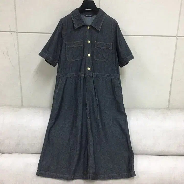 [SOLD OUT] 브레알 얇은 데님 셔츠 반팔  롱원피스