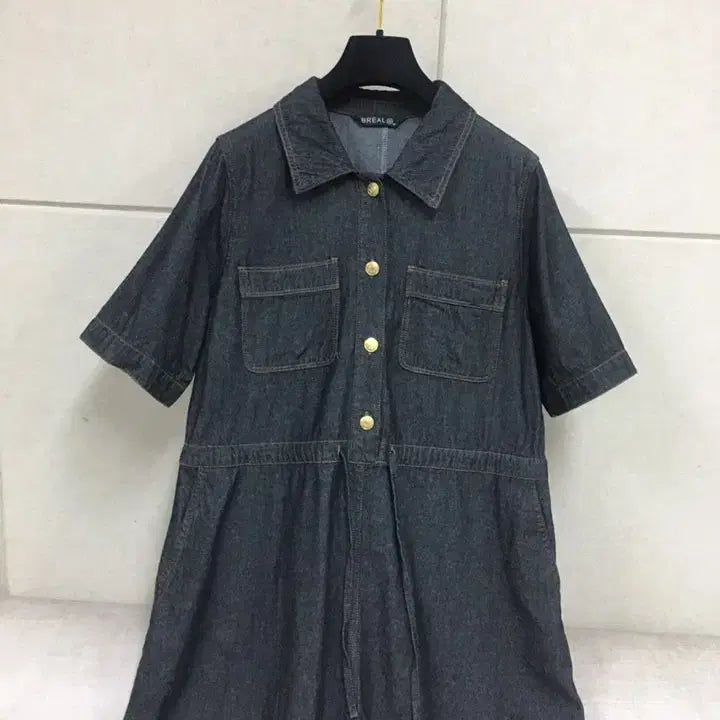 [SOLD OUT] 브레알 얇은 데님 셔츠 반팔  롱원피스
