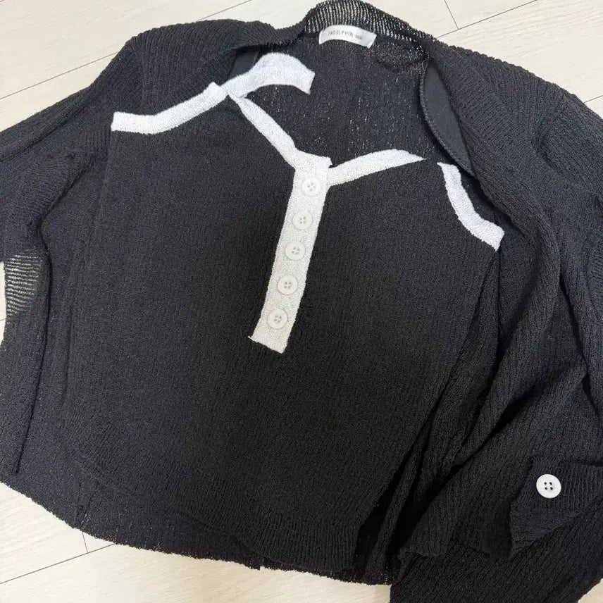 [BUNJANG] Endorphin Color Block Line Tank Top and Cardigan Set / 엔돌핀 배색 라인 나시 가디건 세트