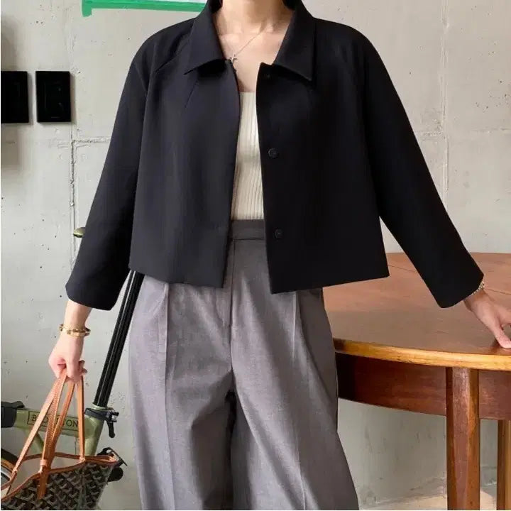 [BUNJANG] Iring Market Premium Short Jacket - Black (M) / 아이링마켓 제작 프리미엄 숏자켓 블랙 M