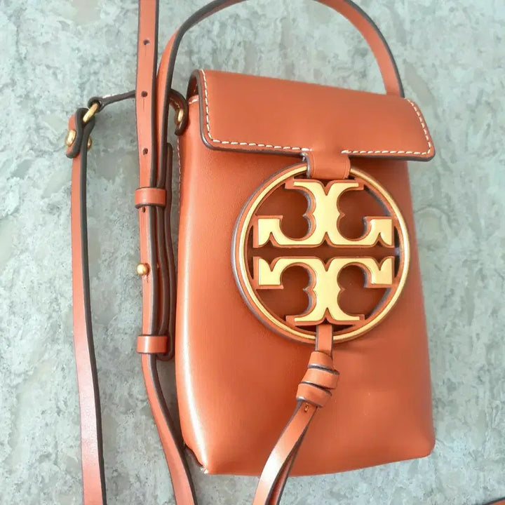 [BUNJANG] Mini Phone Crossbody Bag Orange Brown / 휴대폰 미니가방(미착용)