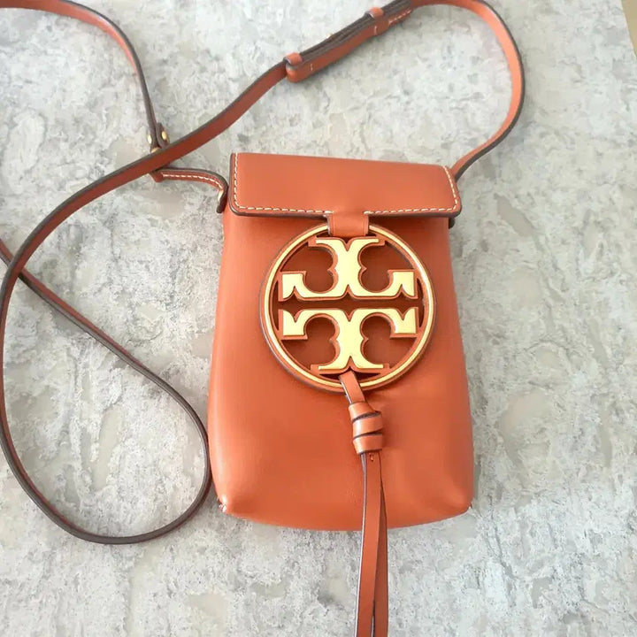 [BUNJANG] Mini Phone Crossbody Bag Orange Brown / 휴대폰 미니가방(미착용)