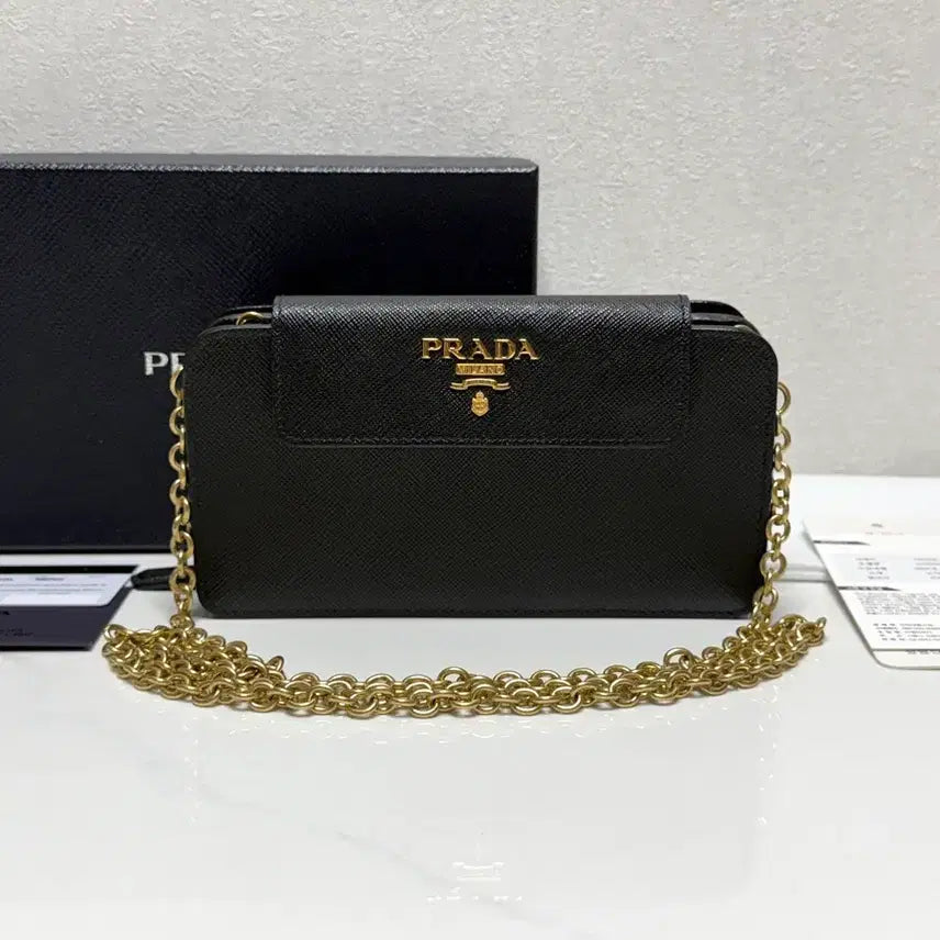 [BUNJANG] Prada Saffiano Chain Mini Crossbody Bag / (정품/A+)프라다 사피아노 체인 미니 크로스백