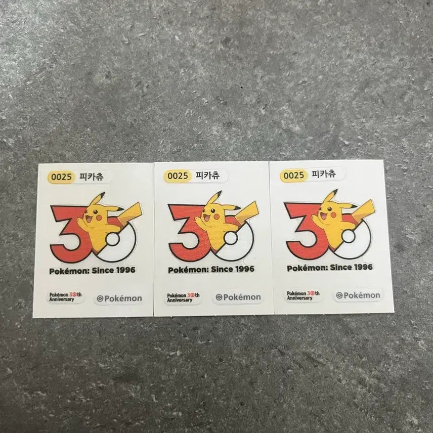 [BUNJANG] Pokemon 30th Anniversary Pikachu Sticker Set / 포켓몬 30주년 띠부실 피카츄 3마리