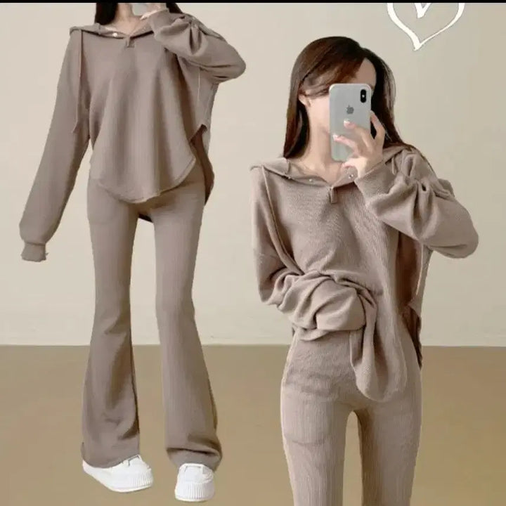 [SOLD OUT] 굴림 후드 티셔츠 + 부츠컷 세트