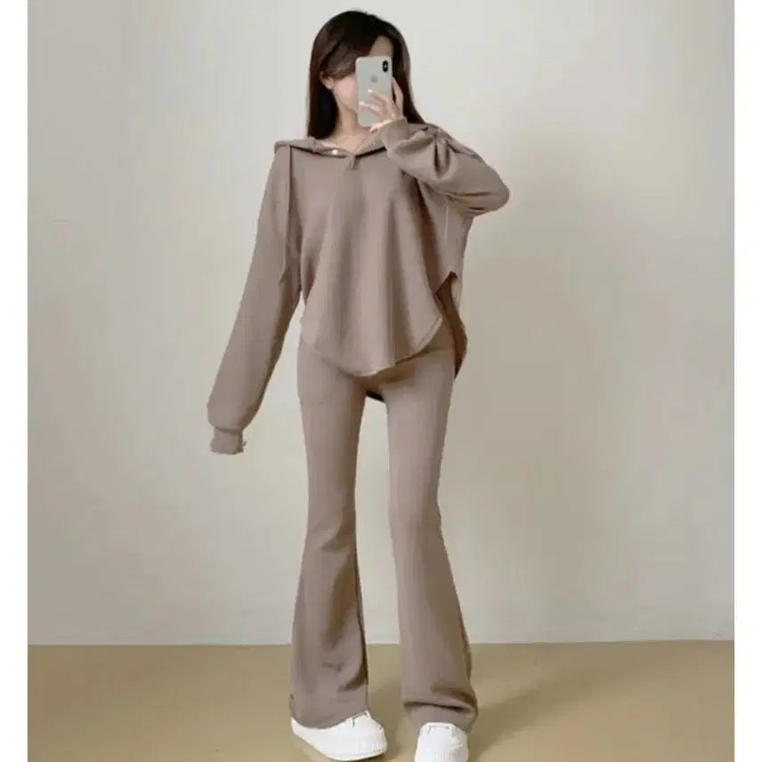 [SOLD OUT] 굴림 후드 티셔츠 + 부츠컷 세트
