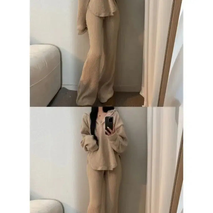 [SOLD OUT] 굴림 후드 티셔츠 + 부츠컷 세트