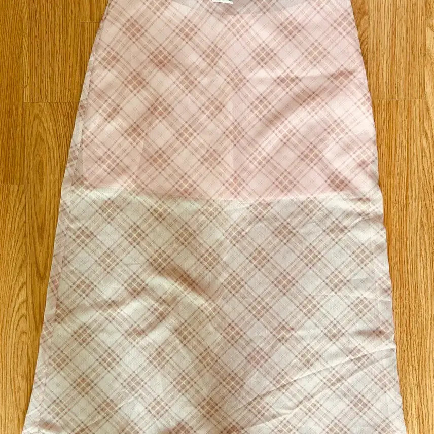 [BUNJANG] Zhenio Pink Check Long Skirt / 제니오 체크 롱 스커트 핑크스커트