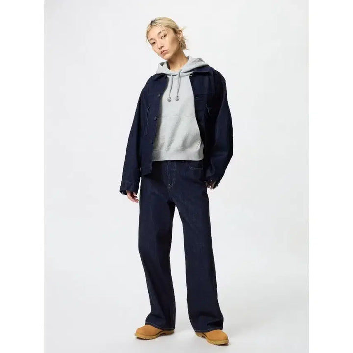 [BUNJANG] Uniqlo Wide Straight Jeans Navy 25 / 유니클로 와이드스트레이트진 69 Navy 25