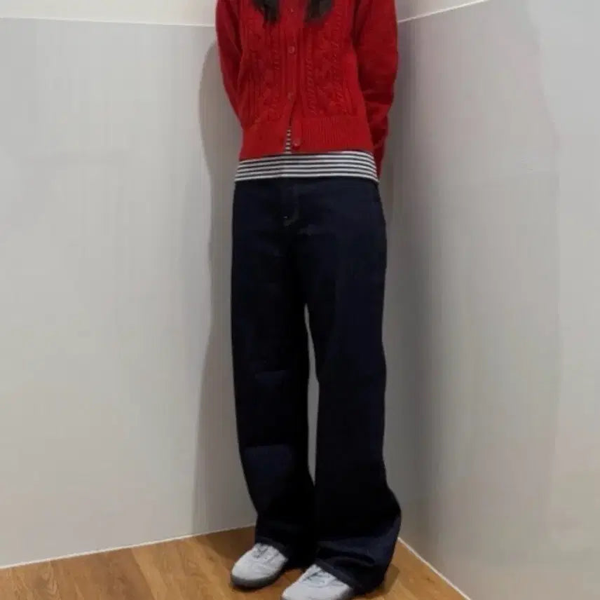 [BUNJANG] Uniqlo Wide Straight Jeans Navy 25 / 유니클로 와이드스트레이트진 69 Navy 25