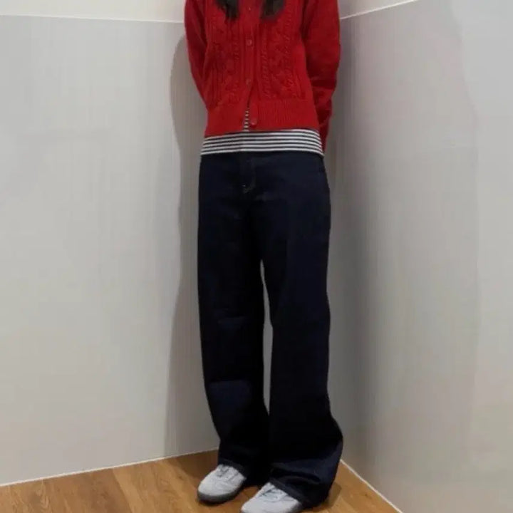 [BUNJANG] Uniqlo Wide Straight Jeans Navy 25 / 유니클로 와이드스트레이트진 69 Navy 25