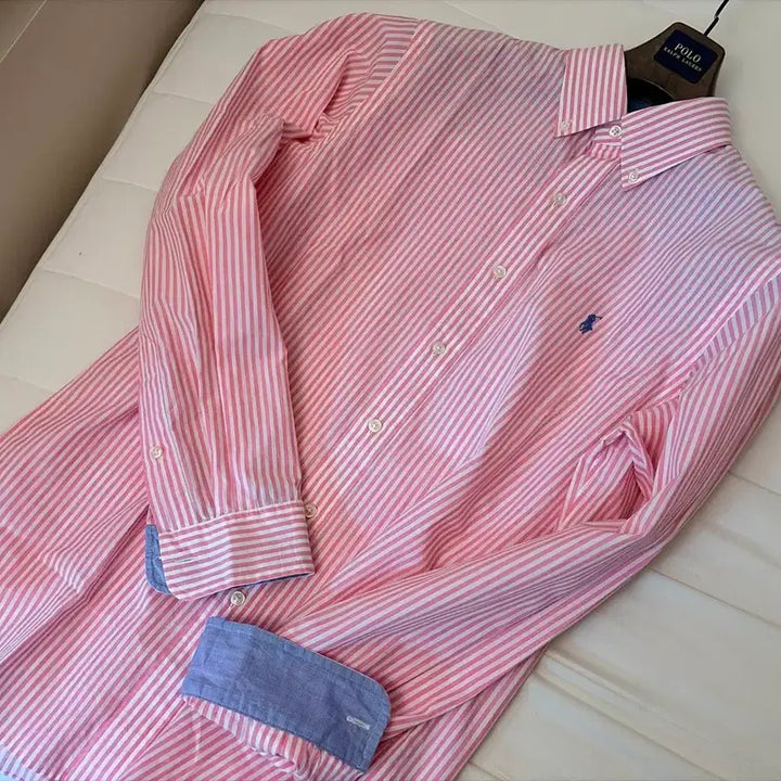 [BUNJANG] Polo Ralph Lauren Pink Stripe Classic Fit Shirt / 폴로 랄프로렌 핑크 셔츠 스트라이프 클래식핏 s(100) 미착용 새것