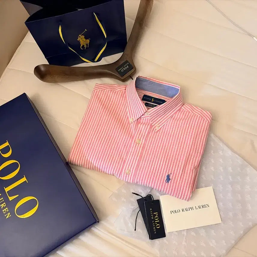 [BUNJANG] Polo Ralph Lauren Pink Stripe Classic Fit Shirt / 폴로 랄프로렌 핑크 셔츠 스트라이프 클래식핏 s(100) 미착용 새것
