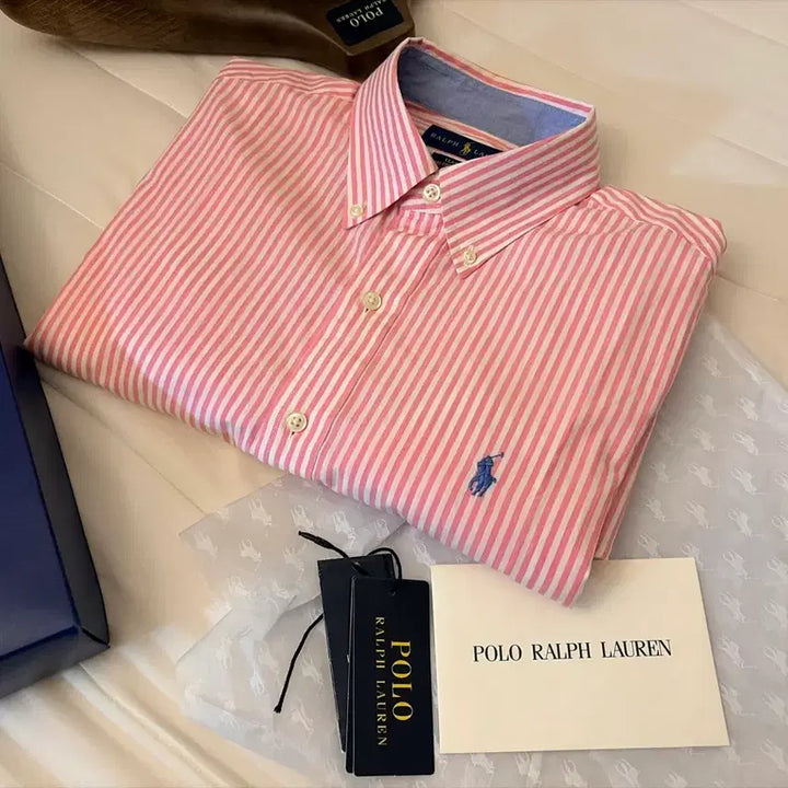 [BUNJANG] Polo Ralph Lauren Pink Stripe Classic Fit Shirt / 폴로 랄프로렌 핑크 셔츠 스트라이프 클래식핏 s(100) 미착용 새것