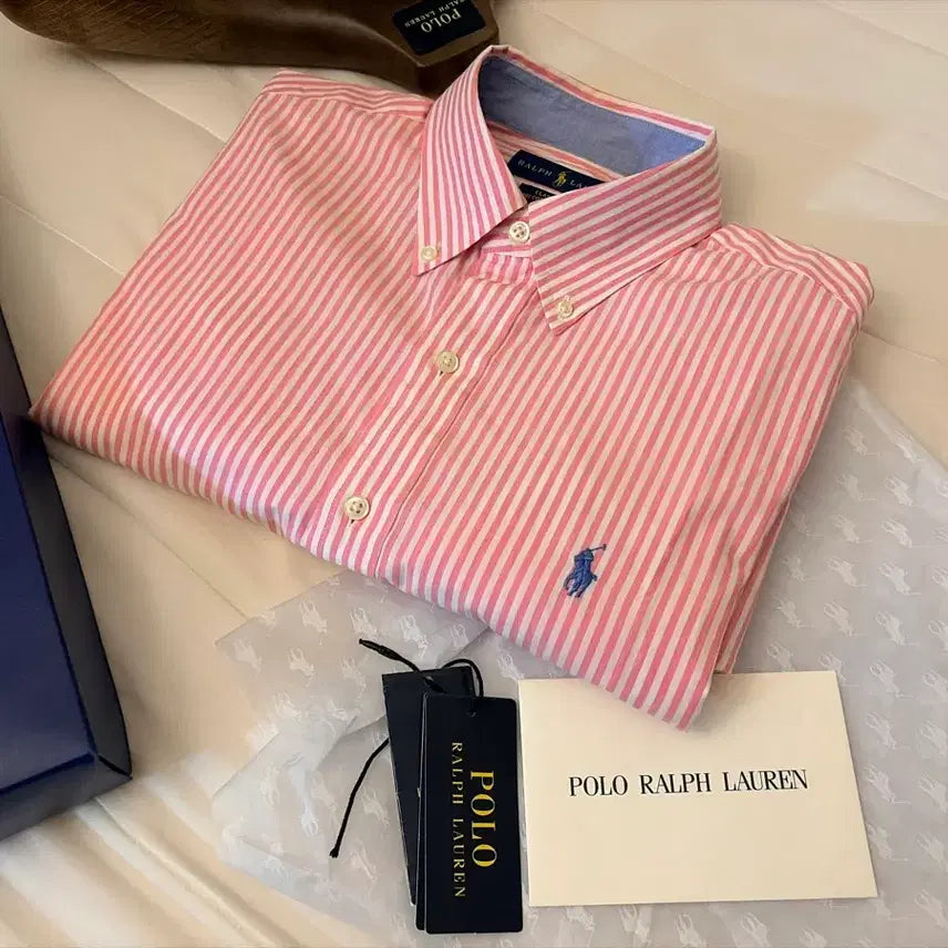 [BUNJANG] Polo Ralph Lauren Pink Stripe Classic Fit Shirt / 폴로 랄프로렌 핑크 셔츠 스트라이프 클래식핏 s(100) 미착용 새것